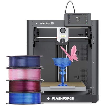 Flashforge - Adventurer 5M 3D Printer Bundle with 4 Rolls PLA Multicolor Filament 1kg each - Black Flashforge - Adventurer 5M 3D Printer Bundle with 4 Rolls PLA Multicolor Filament 1kg each - Black