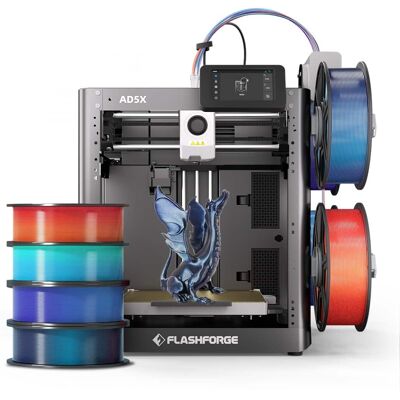 Flashforge - Adventurer AD5X 3D Printer Bundle with 4 PLA Multicolor Filament Rolls - Black Flashforge - Adventurer AD5X 3D Printer Bundle with 4 PLA Multicolor Filament Rolls - Black