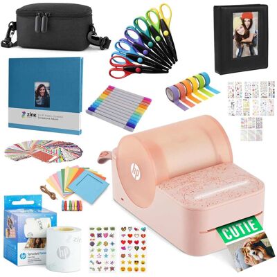 HP - Panorama Instant Label Printer & Photo Printer Craft Bundle - Pink HP - Panorama Instant Label Printer & Photo Printer Craft Bundle - Pink