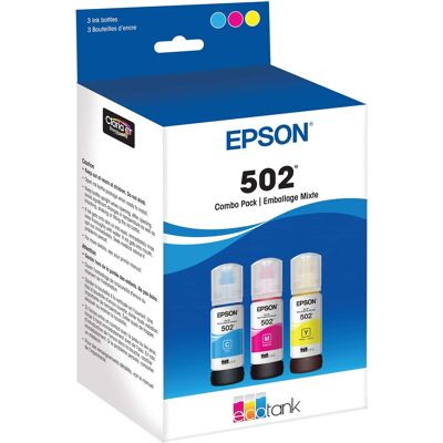 Epson - EcoTank 502 3-Pack Ink Bottles - Cyan/Magenta/Yellow Epson - EcoTank 502 3-Pack Ink Bottles - Cyan/Magenta/Yellow