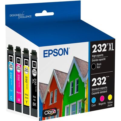 Epson - 232 Claria Ink High Capacity Black & Standard Color Cartridge Combo Pack (T232XL-BCS) - Black/Cyan/Magenta/Yellow Epson - 232 Claria Ink High Capacity Black & Standard Color Cartridge Combo Pack (T232XL-BCS) - Black/Cyan/Magenta/Yellow