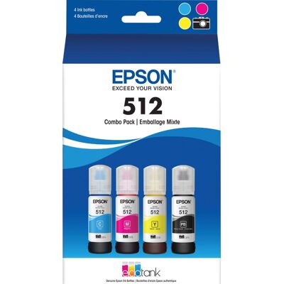 Epson - EcoTank 512 4-Pack Ink Bottles - Cyan/Magenta/Yellow/Photo Black Epson - EcoTank 512 4-Pack Ink Bottles - Cyan/Magenta/Yellow/Photo Black