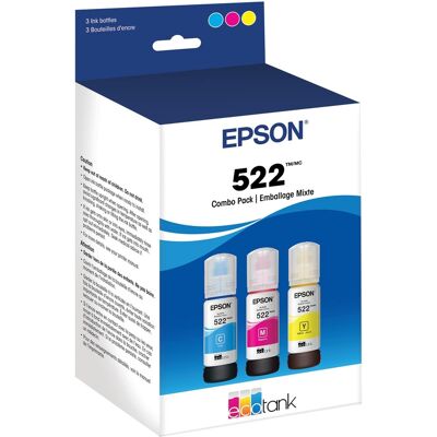 Epson - EcoTank 522 3-Pack Ink Bottles - Cyan/Magenta/Yellow Epson - EcoTank 522 3-Pack Ink Bottles - Cyan/Magenta/Yellow
