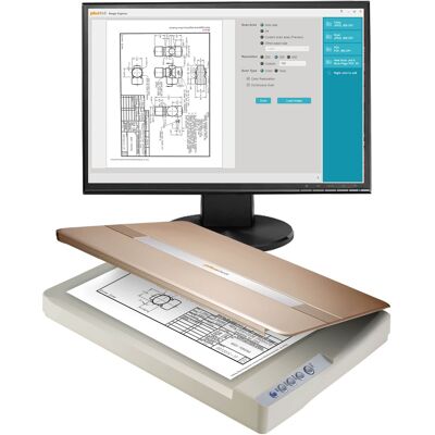 Plustek - OpticSlim 1680 - High Speed Large Format A3 Flatbed Scanner, scan Tabloid Size in 3 Seconds - Gold Plustek - OpticSlim 1680 - High Speed Large Format A3 Flatbed Scanner, scan Tabloid Size in 3 Seconds - Gold