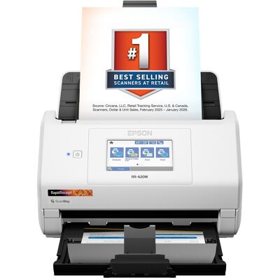 Epson - RapidReceipt RR-620W Wireless & USB High-Speed AI & Cloud Ready Desktop Color Duplex Receipt & Document Scanner - White Epson - RapidReceipt RR-620W Wireless & USB High-Speed AI & Cloud Ready Desktop Color Duplex Receipt & Document Scanner - White
