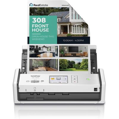 Brother - ADS-1800W Compact Wireless Duplex Desktop Scanner with Single Pass Double-Sided Scanning - White Brother - ADS-1800W Compact Wireless Duplex Desktop Scanner with Single Pass Double-Sided Scanning - White