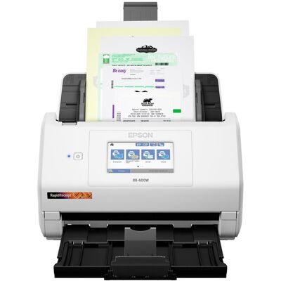 Epson - RapidReceipt RR-600W Wireless Receipt and Desktop Document Scanner - White Epson - RapidReceipt RR-600W Wireless Receipt and Desktop Document Scanner - White