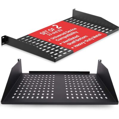 Pyle - 19-Inch 1U+2U Server Rack Shelves - Universal Mounting Tray for Computer Racks & Cabinets, Wall Mount Compatible - Black Pyle - 19-Inch 1U+2U Server Rack Shelves - Universal Mounting Tray for Computer Racks & Cabinets, Wall Mount Compatible - Black