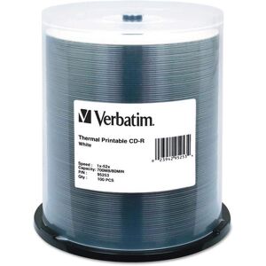 Verbatim - Cd-R Discs, Printable, 700mb/80min, 52x, Spindle, 100/pack - White Verbatim - Cd-R Discs, Printable, 700mb/80min, 52x, Spindle, 100/pack - White