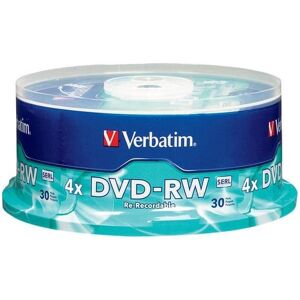 Verbatim - 4.7GB 4X DVD-RW 30 Packs Spindle Disc Model 95179 - Silver Verbatim - 4.7GB 4X DVD-RW 30 Packs Spindle Disc Model 95179 - Silver
