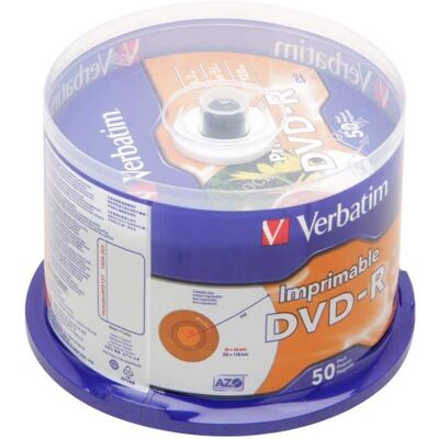 Verbatim - DVD-R 4.7GB 16X Branded Inkjet 50pk Spindle - White Verbatim - DVD-R 4.7GB 16X Branded Inkjet 50pk Spindle - White