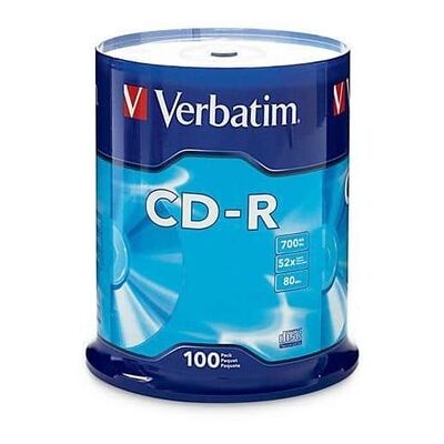Verbatim - 700MB 52X CD-R 100 Packs Spindle Disc Model 94554 - Silver Verbatim - 700MB 52X CD-R 100 Packs Spindle Disc Model 94554 - Silver