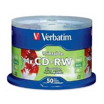 Verbatim - DataLifePlus 700MB 2X - 4X CD-RW 50 Packs Spindle Media Model 95159 - Silver Verbatim - DataLifePlus 700MB 2X - 4X CD-RW 50 Packs Spindle Media Model 95159 - Silver