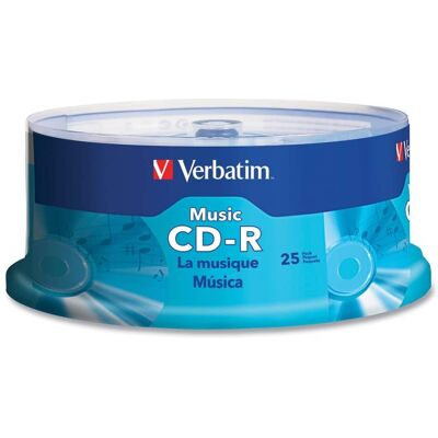Verbatim - 96155 700 MB/80 min 40x Spindle CD-R Music Recordable Disc - (25/Pack) - Silver Verbatim - 96155 700 MB/80 min 40x Spindle CD-R Music Recordable Disc - (25/Pack) - Silver