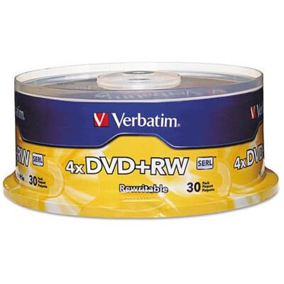 Verbatim - 4.7 GB 4x DVD RW Rewritable Disc - Silver Verbatim - 4.7 GB 4x DVD RW Rewritable Disc - Silver
