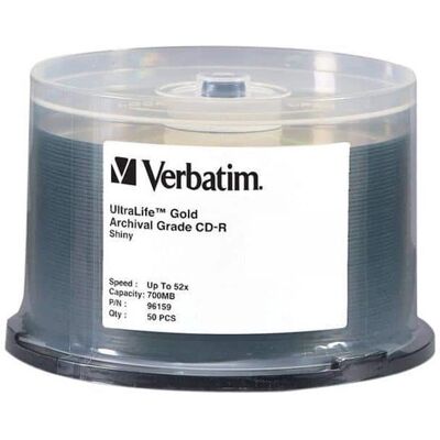 Verbatim - 700MB 52X CD-R 50 Packs Spindle UltraLife Archival Grade Disc Model 96159 - Gold Verbatim - 700MB 52X CD-R 50 Packs Spindle UltraLife Archival Grade Disc Model 96159 - Gold
