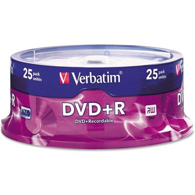 Verbatim - 95033 4.7 GB 16x Spindle DVD+R Recordable Disc - Silver (25/Pack) - true Verbatim - 95033 4.7 GB 16x Spindle DVD+R Recordable Disc - Silver (25/Pack) - true