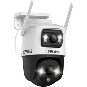 Defender - AI POWERED Guard Pro 3K PLUS Dual Lens PTZ Wi-Fi 6 Plug-in Security Camera - White Defender - AI POWERED Guard Pro 3K PLUS Dual Lens PTZ Wi-Fi 6 Plug-in Security Camera - White