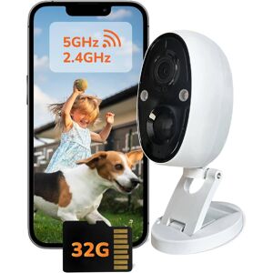 Sensforge - 2.5K Indoor/Outdoor Battery Camera, AI Detection, Color Night Vision, Magnetic Mount, Dual-Band Wi-Fi, 32GB SD - White Sensforge - 2.5K Indoor/Outdoor Battery Camera, AI Detection, Color Night Vision, Magnetic Mount, Dual-Band Wi-Fi, 32GB SD - White
