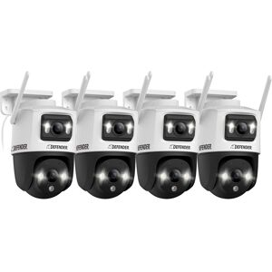 Defender - AI POWERED Guard Pro 3K PLUS Dual Lens PTZ Wi-Fi 6 Plug-in Security Camera - 4 Pack - White Defender - AI POWERED Guard Pro 3K PLUS Dual Lens PTZ Wi-Fi 6 Plug-in Security Camera - 4 Pack - White