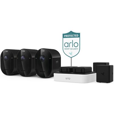 Arlo - Pro Outdoor Security Camera (6th Gen, 2025 Release) - Wireless, Rechareable Battery with Charging Station, 3-Cam - Black Arlo - Pro Outdoor Security Camera (6th Gen, 2025 Release) - Wireless, Rechareable Battery with Charging Station, 3-Cam - Black