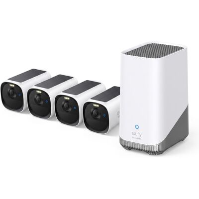 eufy - eufyCam E40 4-Cam& Homebase S380, 2K MaxColor Night Vision,Solar Security Camera,No Monthly Fee - White eufy - eufyCam E40 4-Cam& Homebase S380, 2K MaxColor Night Vision,Solar Security Camera,No Monthly Fee - White