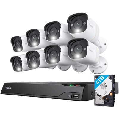 Reolink - 16-Channel, 8 - Bullet Camera Indoor/Outdoor 4K+ 12MP PoE 4TB NVR Security Surveillance System - White Reolink - 16-Channel, 8 - Bullet Camera Indoor/Outdoor 4K+ 12MP PoE 4TB NVR Security Surveillance System - White