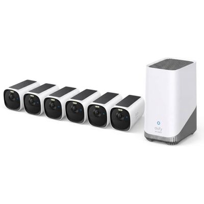 eufy - eufyCam E40 6 Cam& Homebase S380, 2K MaxColor Night Vision,Solar Security Camera,No Monthly Fee - White eufy - eufyCam E40 6 Cam& Homebase S380, 2K MaxColor Night Vision,Solar Security Camera,No Monthly Fee - White