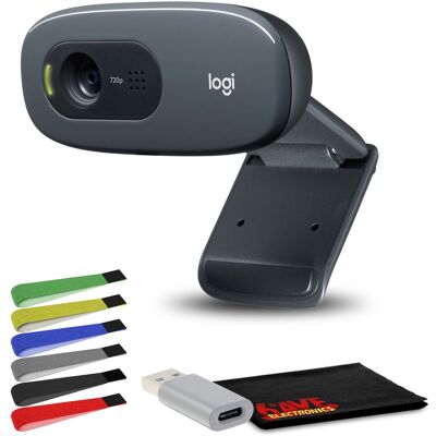 Logitech - C270 Desktop or Laptop Webcam, HD 720p Video Calling Bundle Logitech - C270 Desktop or Laptop Webcam, HD 720p Video Calling Bundle