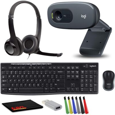 Logitech - C270 Desktop or Laptop Webcam, HD 720p Video Calling Bundle Logitech - C270 Desktop or Laptop Webcam, HD 720p Video Calling Bundle