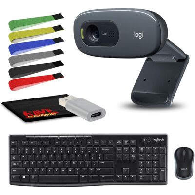 Logitech - C270 Desktop or Laptop Webcam, HD 720p Video Calling Bundle Logitech - C270 Desktop or Laptop Webcam, HD 720p Video Calling Bundle