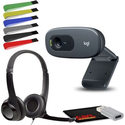 Logitech - C270 Desktop or Laptop Webcam, HD 720p Video Calling Bundle Logitech - C270 Desktop or Laptop Webcam, HD 720p Video Calling Bundle