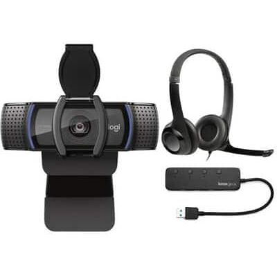 Logitech - C920S Pro HD Webcam with H390 USB Headset with Mic Bundle Logitech - C920S Pro HD Webcam with H390 USB Headset with Mic Bundle