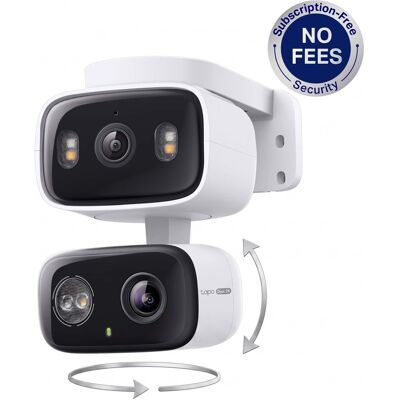 TP-Link - Tapo Wired Dual-Camera Security, Pan-Tilt, 360° Viewing Coverage, 2K Crystal-Clear Video - No Monthly Fees - White TP-Link - Tapo Wired Dual-Camera Security, Pan-Tilt, 360° Viewing Coverage, 2K Crystal-Clear Video - No Monthly Fees - White