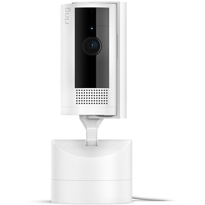 Ring - Pan-Tilt Indoor Security Cam with 360° Horizontal Pan Coverage, Live View & Two-Way Talk, and HD Video - White Ring - Pan-Tilt Indoor Security Cam with 360° Horizontal Pan Coverage, Live View & Two-Way Talk, and HD Video - White