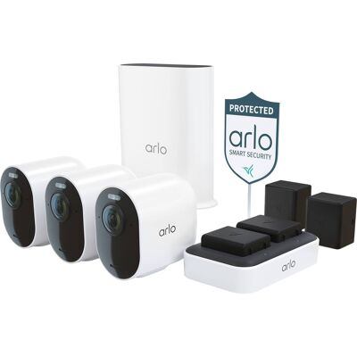 Arlo - Ultra Outdoor Security Camera 4K HDR (3rd Gen, 2025 Release) - Wireless, Rechargeable Battery, Charging Station, 3-Cam - White Arlo - Ultra Outdoor Security Camera 4K HDR (3rd Gen, 2025 Release) - Wireless, Rechargeable Battery, Charging Station, 3-Cam - White