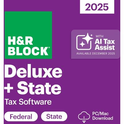 H&R Block - Tax Software Deluxe + State 2025 - Windows, Mac OS H&R Block - Tax Software Deluxe + State 2025 - Windows, Mac OS