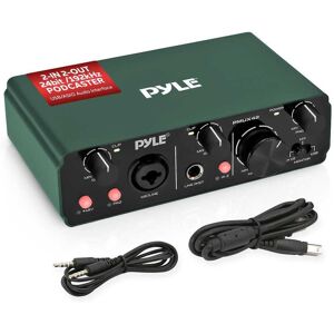 Pyle - USB Audio Interface for Recording, Streaming & Podcasting – 2 Inputs 2 Outputs, 48V Phantom Power, 24bit/192kHz Pyle - USB Audio Interface for Recording, Streaming & Podcasting – 2 Inputs 2 Outputs, 48V Phantom Power, 24bit/192kHz
