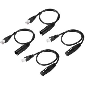 Unique Bargains - 4pcs 3 Pin DMX512 XLR to RJ45 Male Adapter Cable, 1.6ft, for Stage Studio Console Lighting - Black Unique Bargains - 4pcs 3 Pin DMX512 XLR to RJ45 Male Adapter Cable, 1.6ft, for Stage Studio Console Lighting - Black