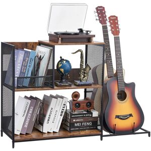VEVOR - 3-Tier Record Player Stand with Guitar Holder, Turntable Stand with Storage Holds Up to 300 Albums - Brown VEVOR - 3-Tier Record Player Stand with Guitar Holder, Turntable Stand with Storage Holds Up to 300 Albums - Brown
