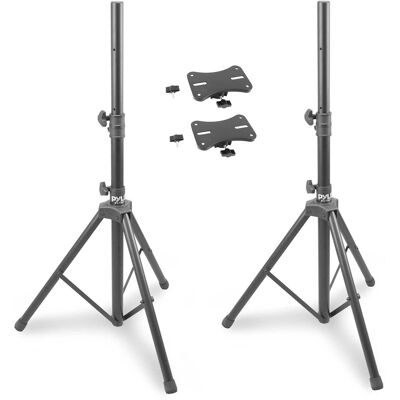 Pyle - 2-Pack Universal Speaker Stand, Adjustable Height 36”-58”, Locking Safety Pin, Rubber Capped Feet - PSTND1X2 - Black Pyle - 2-Pack Universal Speaker Stand, Adjustable Height 36”-58”, Locking Safety Pin, Rubber Capped Feet - PSTND1X2 - Black