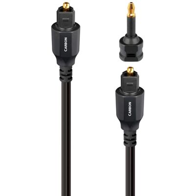 AudioQuest - Carbon Optical 26.2' Digital Toslink Fiber-Optic Cable + Mini-Adaptor with Toslink to Toslink Connectors - Black/Gray Stripes AudioQuest - Carbon Optical 26.2' Digital Toslink Fiber-Optic Cable + Mini-Adaptor with Toslink to Toslink Connectors - Black/Gray Stripes