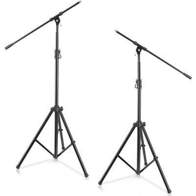 Pyle - Adjustable Tripod Microphone Boom Stand, Pair of Heavy Duty Compact Stands with 5/8" Mic Adapter - PMKS56X2 Pyle - Adjustable Tripod Microphone Boom Stand, Pair of Heavy Duty Compact Stands with 5/8" Mic Adapter - PMKS56X2