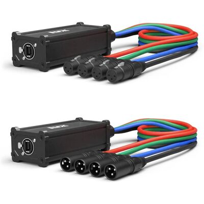 Lyxpro - Pair of Audio Snake 4 Channel XLR 3 Pin Network Breakout for Stage Sound and Recording Studio - Multi Lyxpro - Pair of Audio Snake 4 Channel XLR 3 Pin Network Breakout for Stage Sound and Recording Studio - Multi