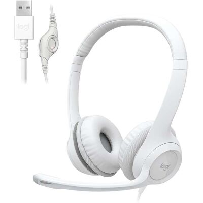 Logitech - H390 Wired USB-A On-Ear Stereo Headphones with Noise Canceling Microphone - Off-White Logitech - H390 Wired USB-A On-Ear Stereo Headphones with Noise Canceling Microphone - Off-White
