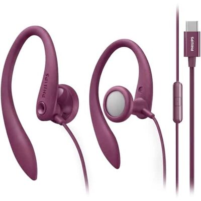 Philips - USB-C Wired Sport Earbuds with 15mm Drivers and Inline Controls & Mic - Pink Philips - USB-C Wired Sport Earbuds with 15mm Drivers and Inline Controls & Mic - Pink