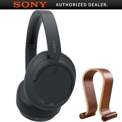 Sony - WHCH720 Wireless Noise Cancelling Headphone, Black with Wood Headphone Display Stand Sony - WHCH720 Wireless Noise Cancelling Headphone, Black with Wood Headphone Display Stand