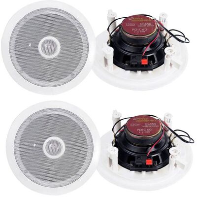Pyle - 6.5" 500W 2-Way Round In-Wall/Ceiling Home Audio Speaker System, 4pk - White Pyle - 6.5" 500W 2-Way Round In-Wall/Ceiling Home Audio Speaker System, 4pk - White