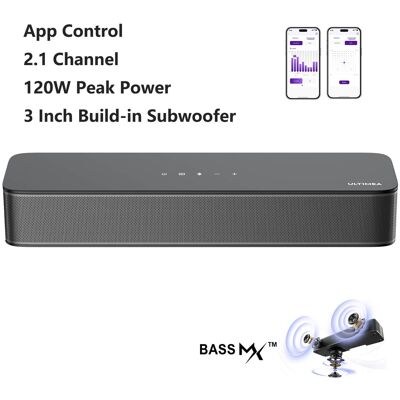 Ultimea - Poseidon M20 2.1ch Sound Bar, Built-in Subwoofer, App Control, 120W, Bluetooth 5.4, OPT/AUX, Wall Mount 2026 Ver - Black Ultimea - Poseidon M20 2.1ch Sound Bar, Built-in Subwoofer, App Control, 120W, Bluetooth 5.4, OPT/AUX, Wall Mount 2026 Ver - Black