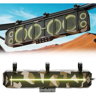 GoHawk - UTV Sound Bar Waterproof 8-Speaker Bluetooth ATV Soundbar 25" SxS with FM Radio & Lights - Camo Sand GoHawk - UTV Sound Bar Waterproof 8-Speaker Bluetooth ATV Soundbar 25" SxS with FM Radio & Lights - Camo Sand